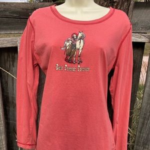 Western best friends forever long sleeve shirt.  Bit & Bridle, size L 100% Cotto